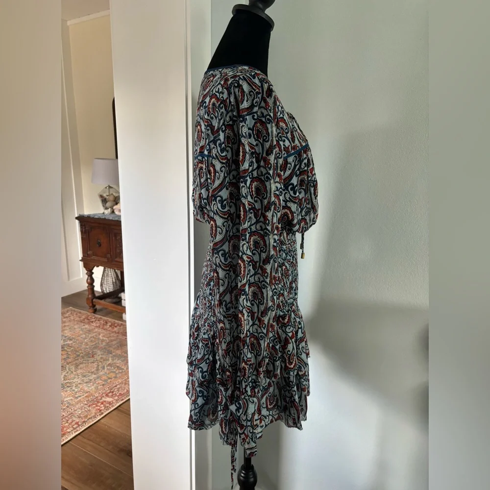 Karina Grimaldi boho set blouse and skirt s/xs Eliza Paisley print EUC